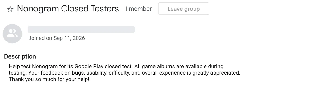 Google Play 封闭测试者群组页面