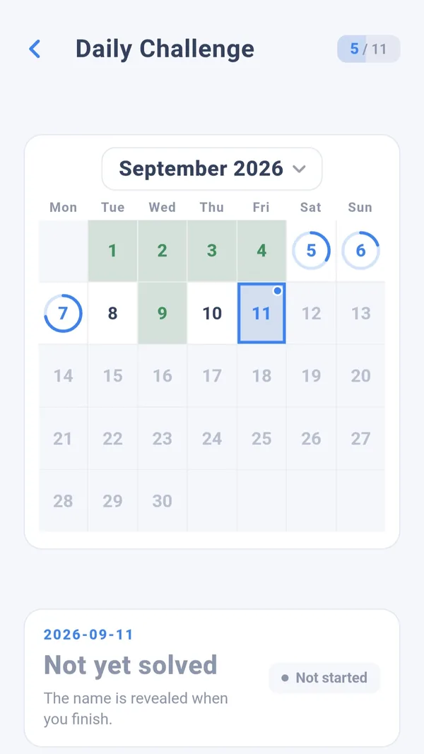 Android 上的英文每日挑战日历