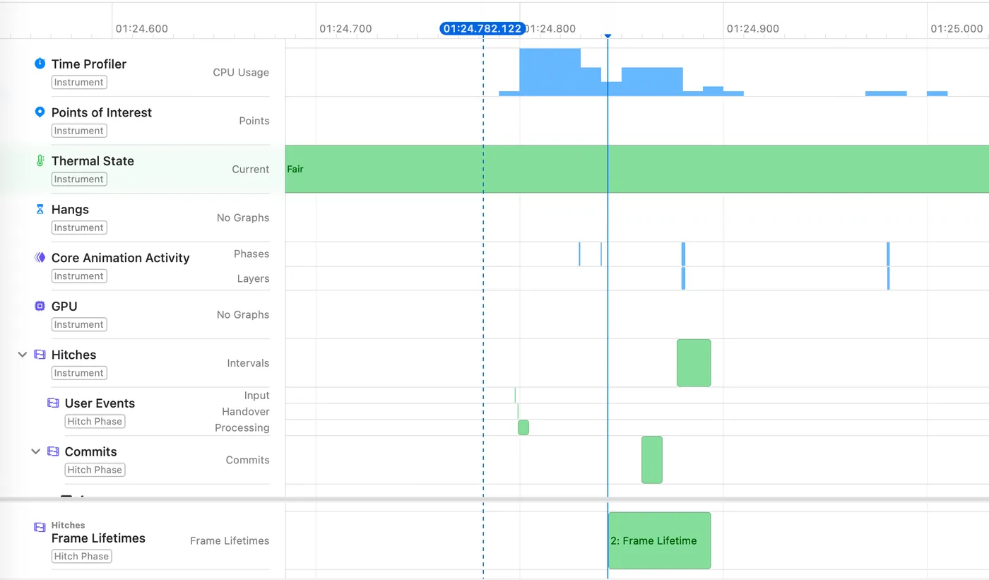 Xcode Instruments 的时间线